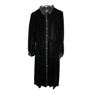 Chez California By Tandy Size 14W Black Velvet Dress Rhinstone Buttons Modest